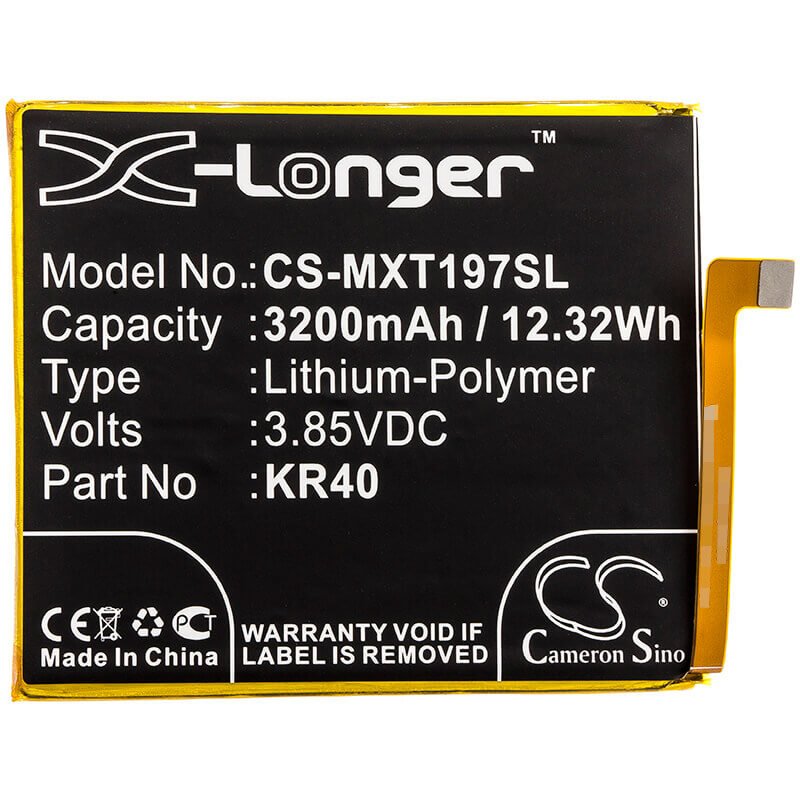 3.85V, Li-Polymer, 3200mAh, SmartPhone battery fits Motorola, Kr40, Moto One Vision, One Action, 12.32Wh Mobile, SmartPhone Cameron Sino Technology Limited (Smartphone)