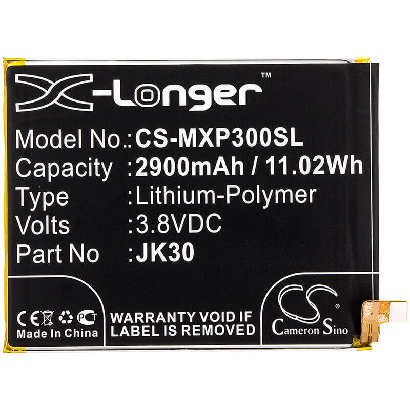 3.8V, Li-Polymer, 2900mAh, SmartPhone battery fits Motorola, Jk30, Moto P30, 11.02Wh Mobile, SmartPhone Cameron Sino Technology Limited (Smartphone)