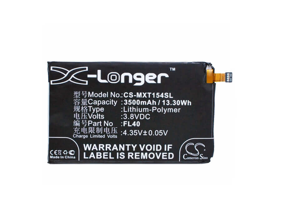 3.8V, Li-Polymer, 3500mAh, SmartPhone battery fits Motorola, Fl40, Droid Maxx 2, Moto X 3a, 13.3Wh Mobile, SmartPhone Cameron Sino Technology Limited (Smartphone)