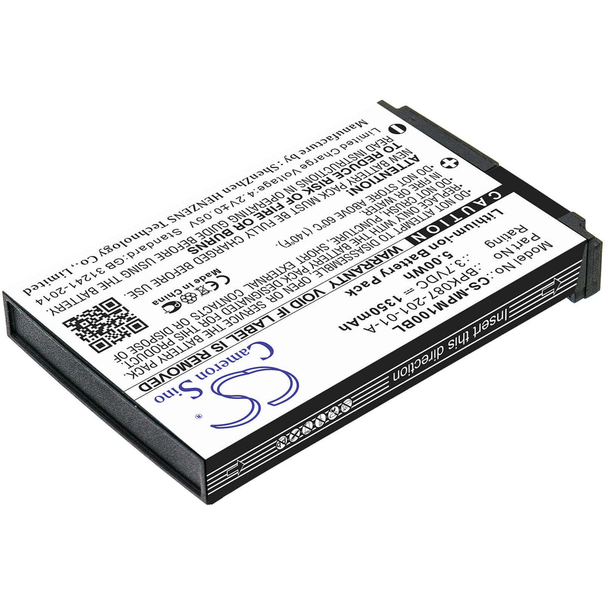 3.7V, Li-ion, 1350mAh, Payment Terminal battery fits Verifone, Zebra, Motorola, Bpk087-201-01-a, Mpm100, Mpm-100, 5.00Wh Payment Terminal Cameron Sino Technology Limited