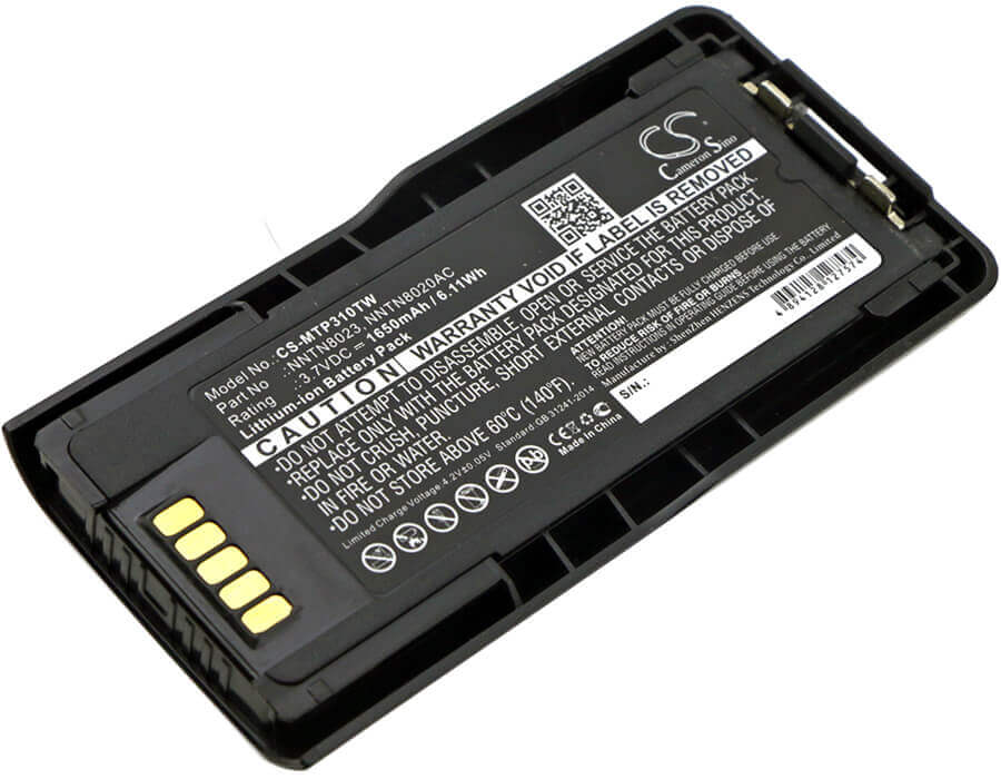 3.7V, Li-ion, 1650mAh, Two-Way Radio battery fits Motorola, Nntn8020, Mtp3100, Mtp3150, 6.11Wh Two-Way Radio Cameron Sino Technology Limited