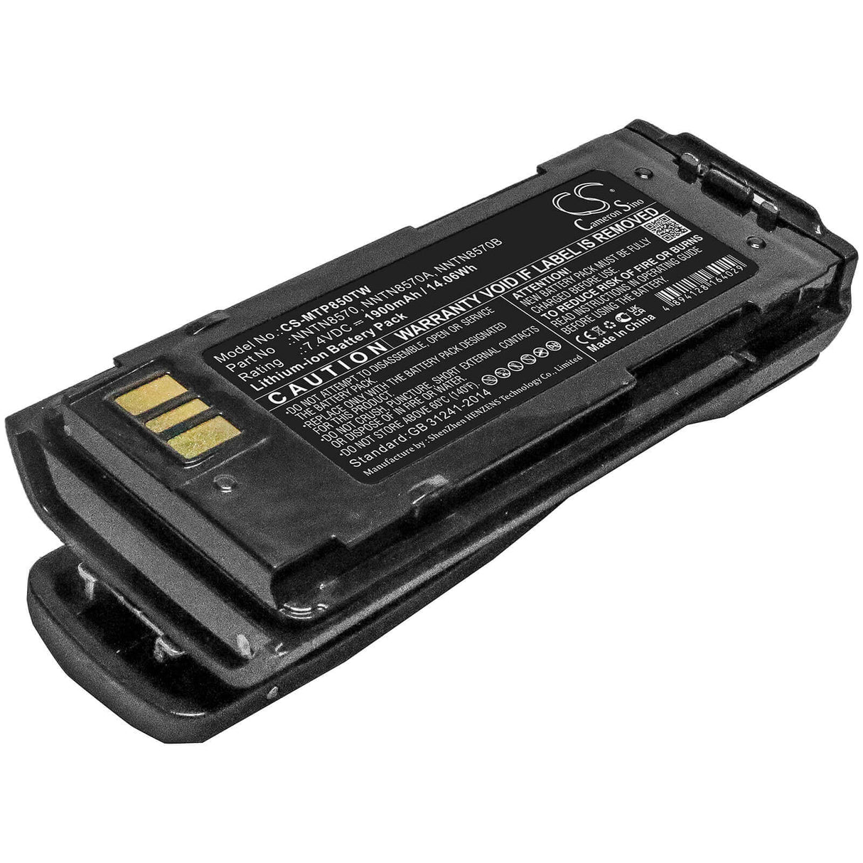 7.4V, Li-ion, 1900mAh, Two-Way Radio battery fits Motorola, Nntn8570, Mtp8500, Mtp8500ex, 14.06Wh Two-Way Radio Cameron Sino Technology Limited