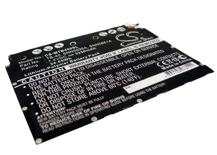 7.4V, Li-Polymer, 3250mAh, Tablet battery fits Motorola, Snn5881a, Mz604, Xoom, 24.05Wh Tablet Cameron Sino Technology Limited