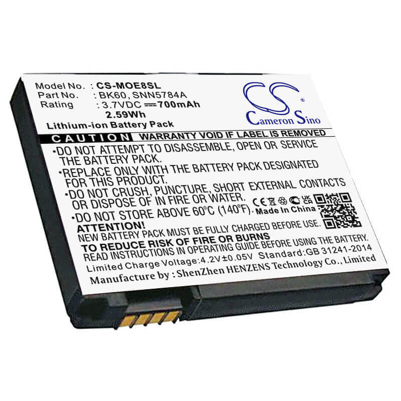 3.7V, Li-ion, 700mAh, batterie de smartphone compatible avec Motorola, Bk60, A1600, A1800, 2.59Wh Mobile, Smartphone Cameron Sino Technology Limited (Smartphone)