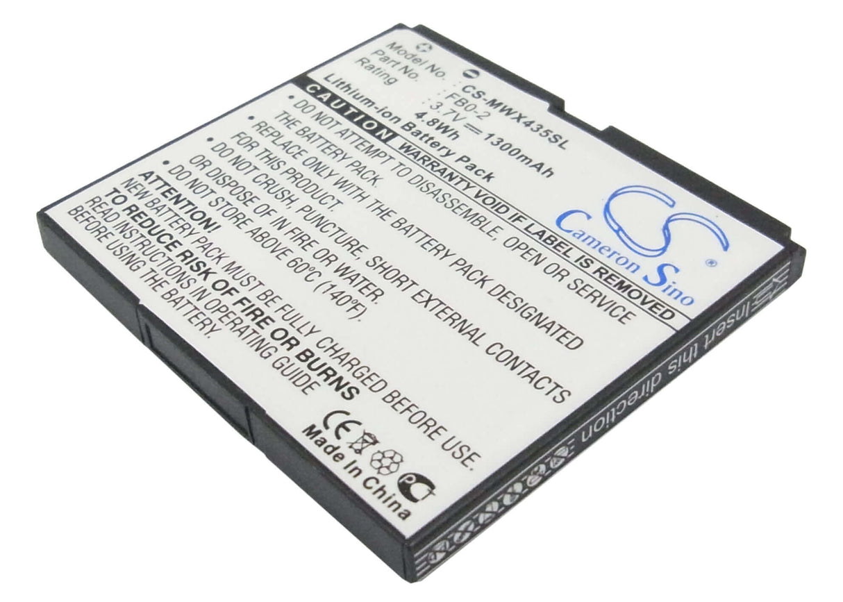3.7V, Li-ion, 1300mAh, SmartPhone battery fits Motorola, Fb0-2, Triumph, Wx435, 4.81Wh Mobile, SmartPhone Cameron Sino Technology Limited (Smartphone)