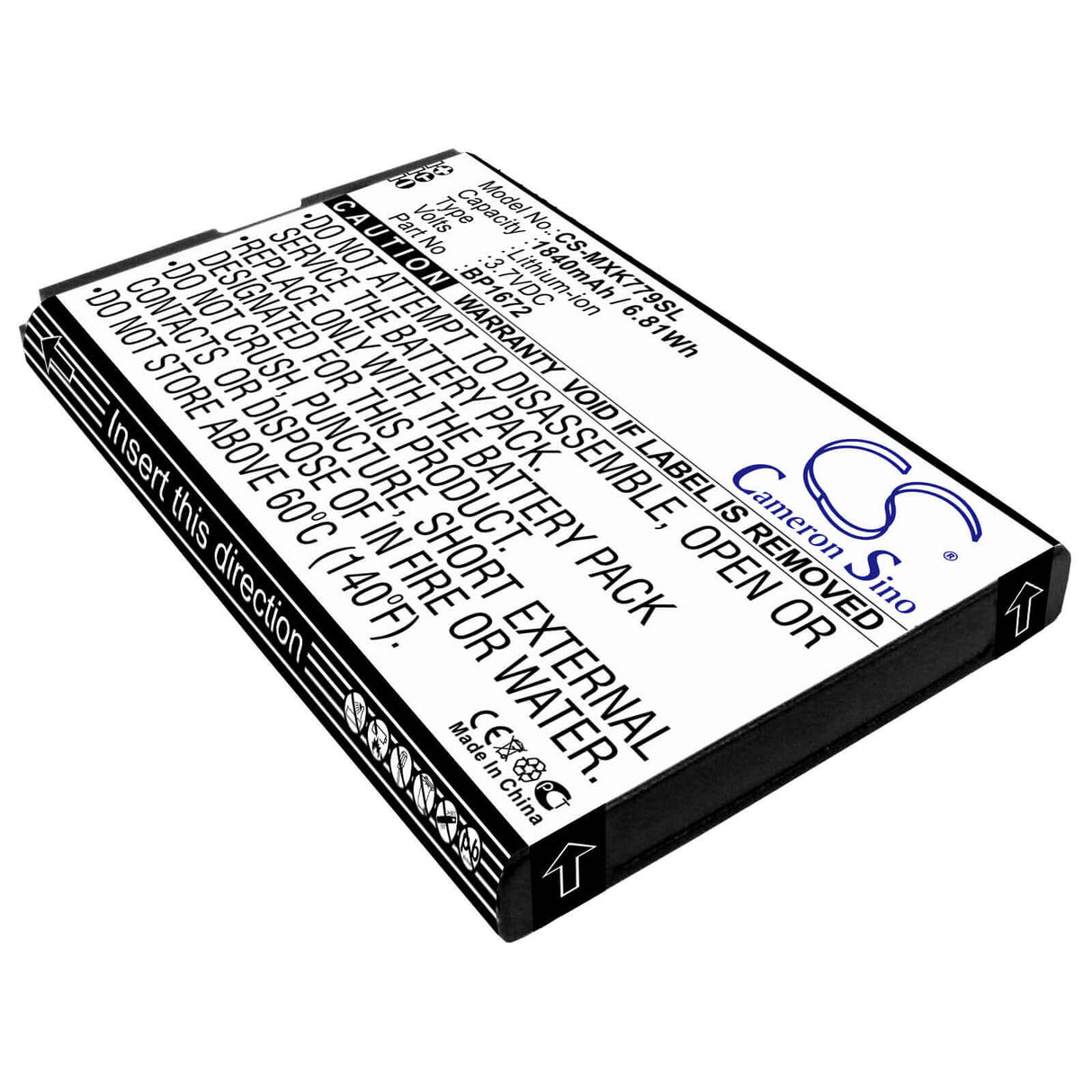 3.7V, Li-ion, 1840mAh, Hotspot battery fits Moxee, Bp1672, K779, K779hsdg_p, 6.81Wh Hotspot Cameron Sino Technology Limited