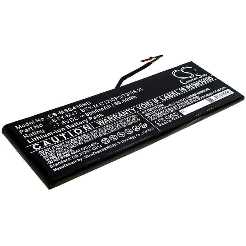 Battery For Msi, Gs40, Gs40 6qd, Gs40 6qd Phantom 7.6v, 8000mah - 60.80wh Notebook, Laptop Cameron Sino Technology Limited