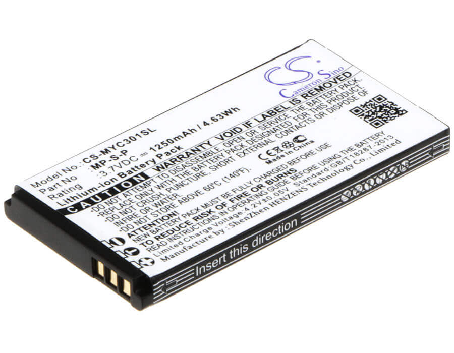 3.7V, Li-ion, 1250mAh, SmartPhone battery fits Myphone, Mp-s-p, 3010 Classic, 4.63Wh Mobile, SmartPhone Cameron Sino Technology Limited (Smartphone)