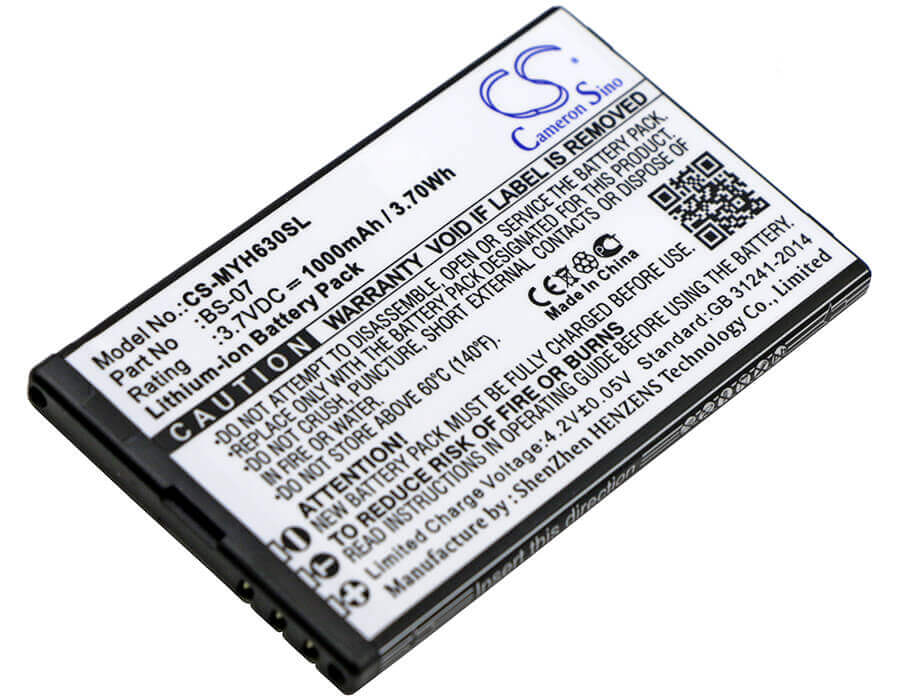 3.7V, Li-ion, 1000mAh, SmartPhone battery fits Myphone, Bs-07, 6300, 3.7Wh Mobile, SmartPhone Cameron Sino Technology Limited (Smartphone)
