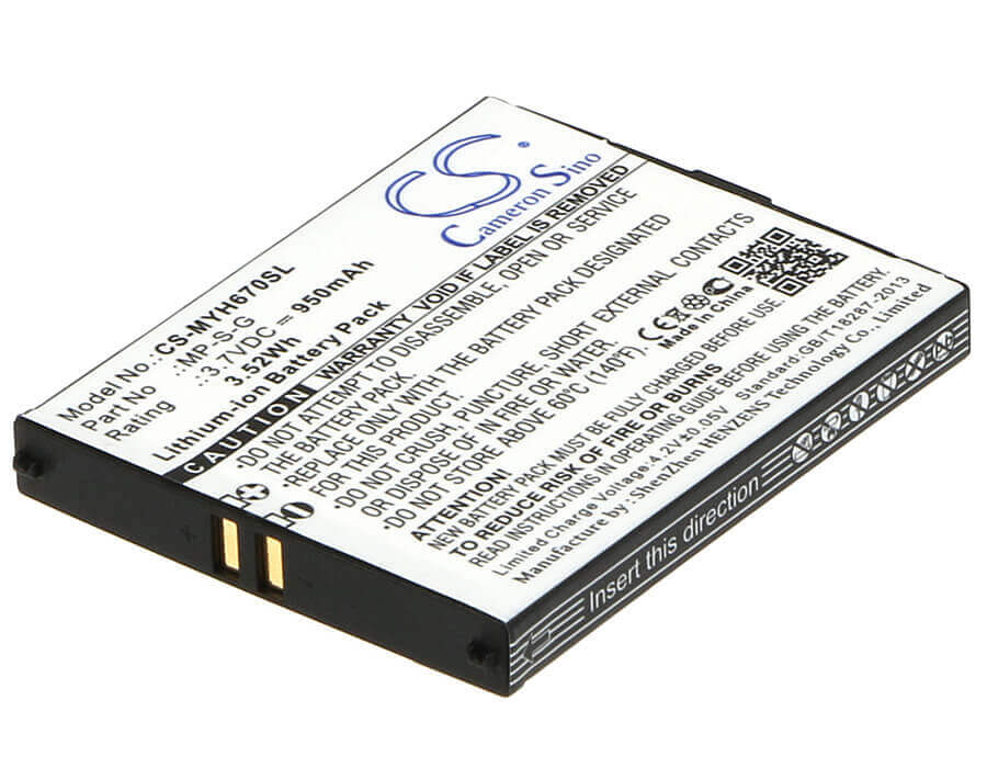 3.7V, Li-ion, 950mAh, SmartPhone battery fits Myphone, Mp-s-g, 6670 City, 3.52Wh Mobile, SmartPhone Cameron Sino Technology Limited (Smartphone)