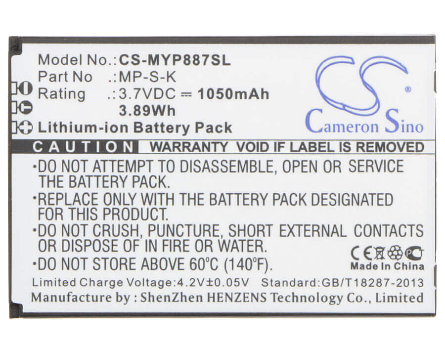 3.7V, Li-ion, 1050mAh, SmartPhone battery fits Myphone, Mp-s-k, 8870, 3.89Wh Mobile, SmartPhone Cameron Sino Technology Limited (Smartphone)