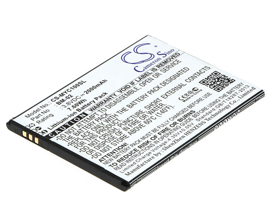 3.8V, Li-ion, 2000mAh, SmartPhone battery fits Myphone, Bm-02, Cube, 7.6Wh Mobile, SmartPhone Cameron Sino Technology Limited (Suspended)