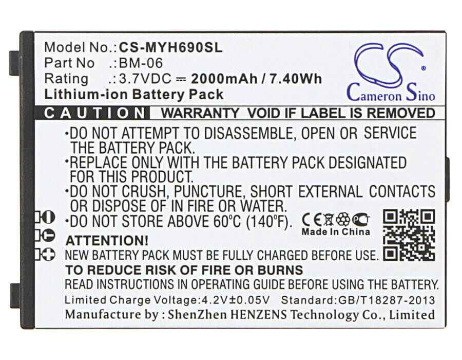 3.7V, Li-ion, 2000mAh, SmartPhone battery fits Myphone, Bm-06, Hammer Iron, H-smart, 7.4Wh Mobile, SmartPhone Cameron Sino Technology Limited (Smartphone)