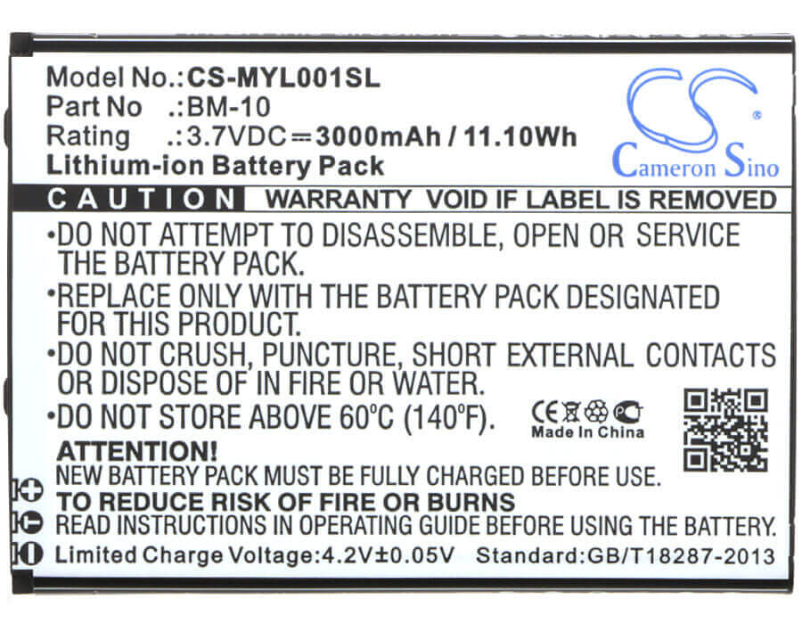 3.7V, Li-ion, 3000mAh, SmartPhone battery fits Myphone, Bm-10, L-line, 11.1Wh Mobile, SmartPhone Cameron Sino Technology Limited (Smartphone)