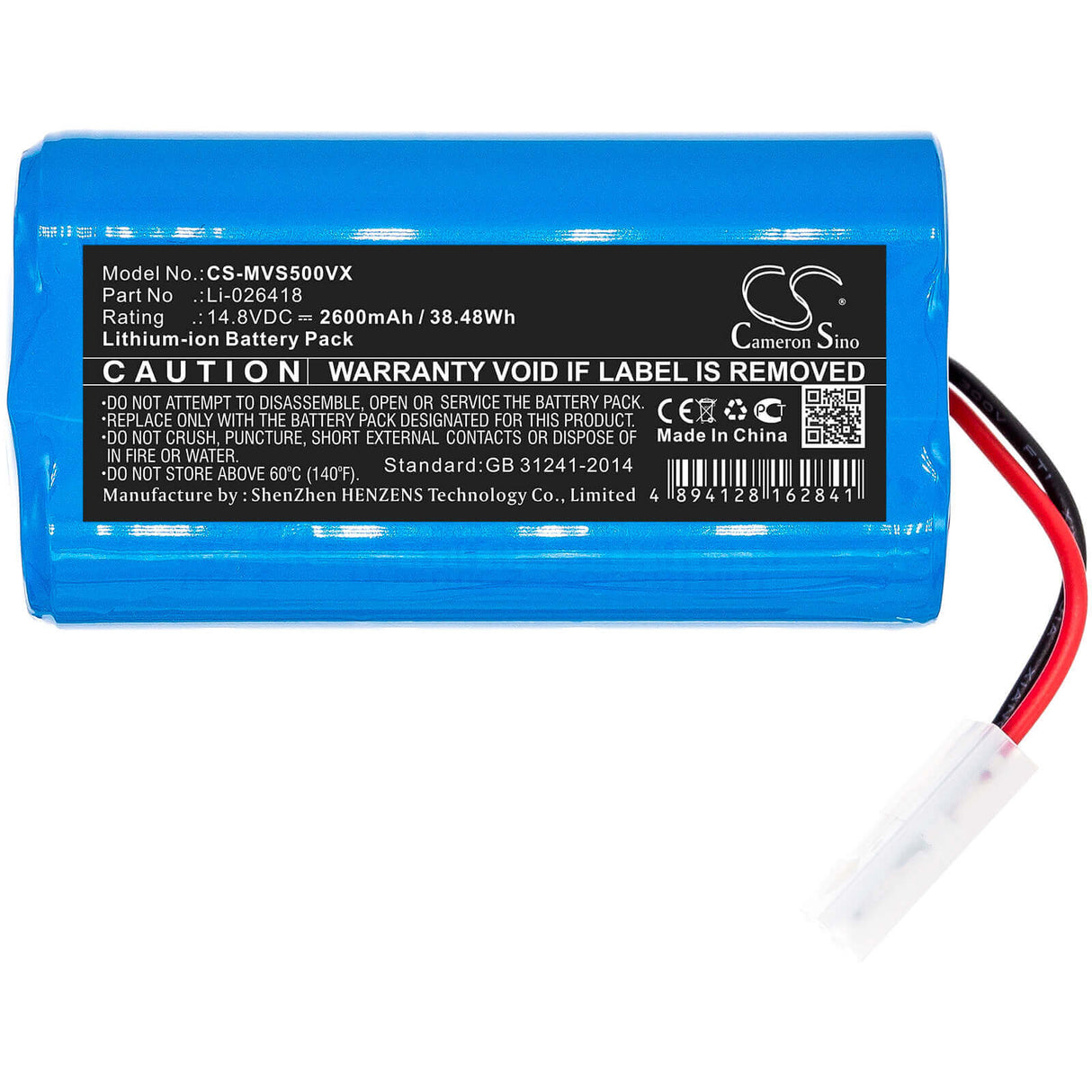 14.8V, Li-ion, 2600mAh, Vacuum battery fits Flyco, Spinwave, Bob Pethair, Bob Standard, Junior Wj540011, 38.48Wh Vacuum Cameron Sino Technology Limited