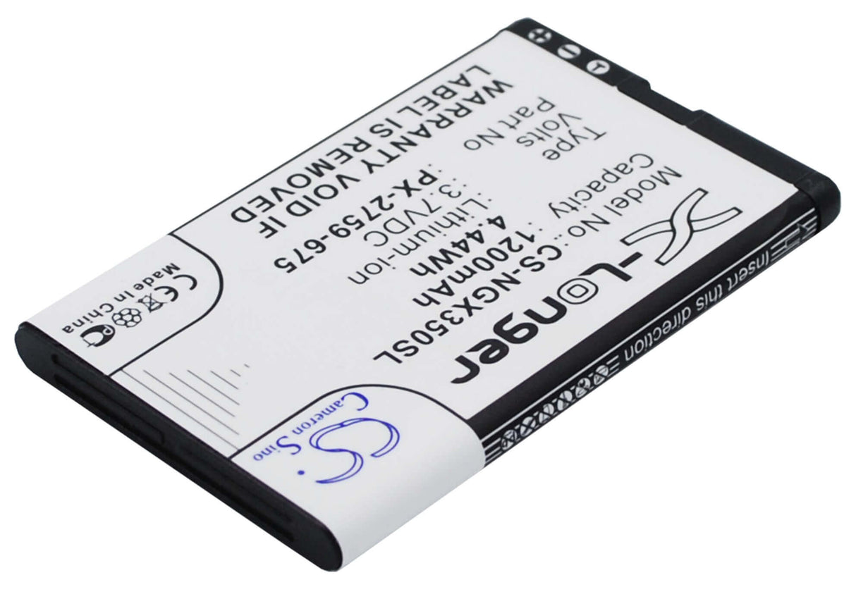 3,7V, Li-ion, 1200mAh, batterie GPS compatible avec Navgear, Px-2759-675, Motorradnavi Slx-350, Tourmate Slx-350, 4,44Wh GPS, Navigator Cameron Sino Technology Limited (Suspendu)