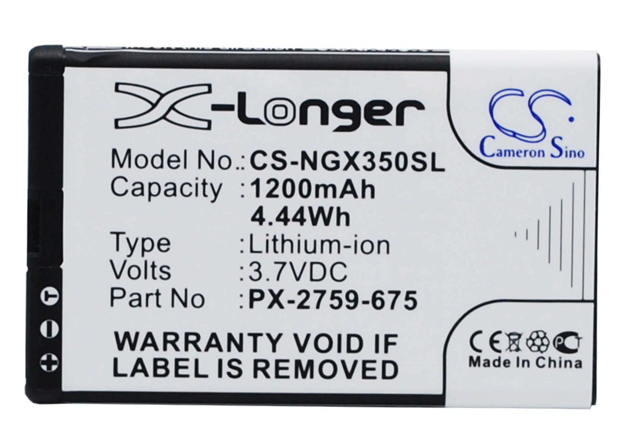 3,7V, Li-ion, 1200mAh, batterie GPS compatible avec Navgear, Px-2759-675, Motorradnavi Slx-350, Tourmate Slx-350, 4,44Wh GPS, Navigator Cameron Sino Technology Limited (Suspendu)