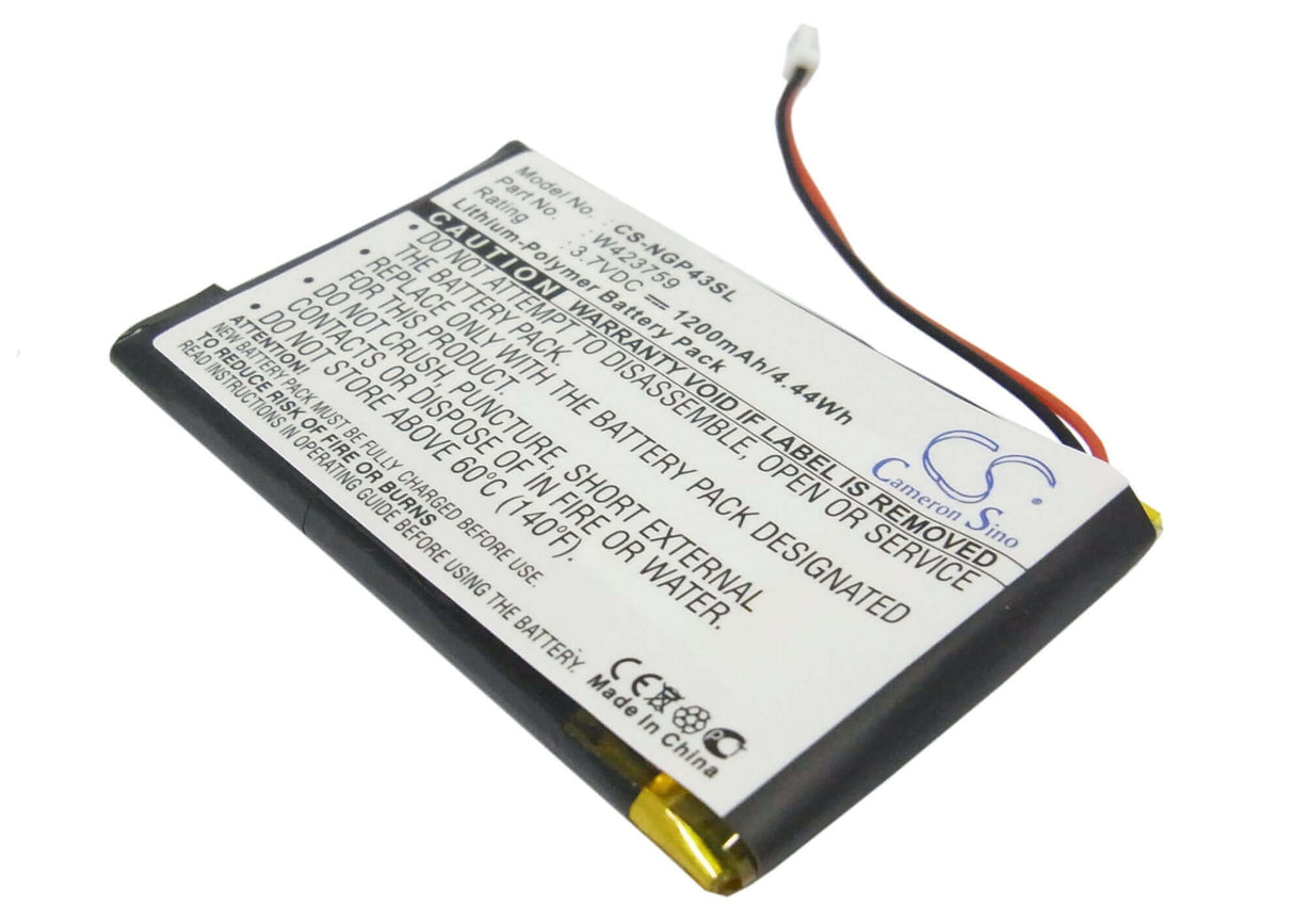 3,7V, Li-Polymer, 1200mAh, batterie GPS compatible avec Navgear, W423759, Streetmate Gp-43, 4,44Wh GPS, Navigator Cameron Sino Technology Limited