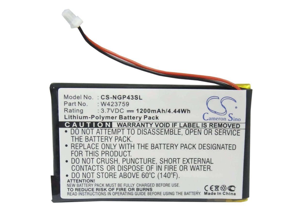 3,7V, Li-Polymer, 1200mAh, batterie GPS compatible avec Navgear, W423759, Streetmate Gp-43, 4,44Wh GPS, Navigator Cameron Sino Technology Limited