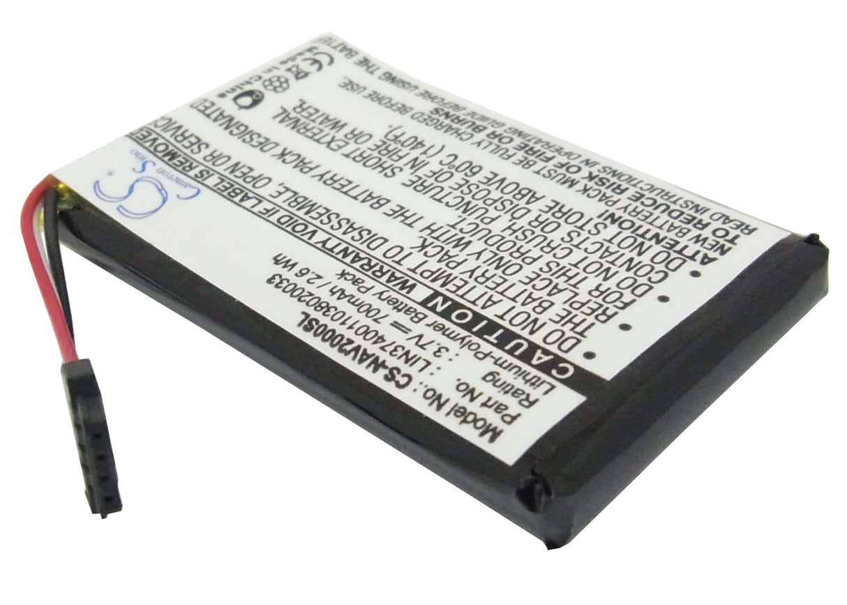 3.7V, Li-Polymer, 700mAh, batterie GPS convient pour Navigon, Lin3740011038020033, 20 Easy, 20 Plus, 2.59Wh GPS, Navigator Cameron Sino Technology Limited