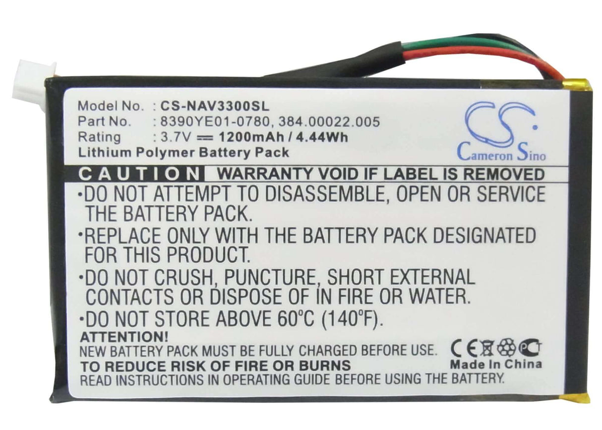 3,7V, Li-Polymère, 1200mAh, batterie GPS compatible Navigon, 0923flye31938, 3300, 3310, 4,44Wh GPS, Navigator Cameron Sino Technology Limited