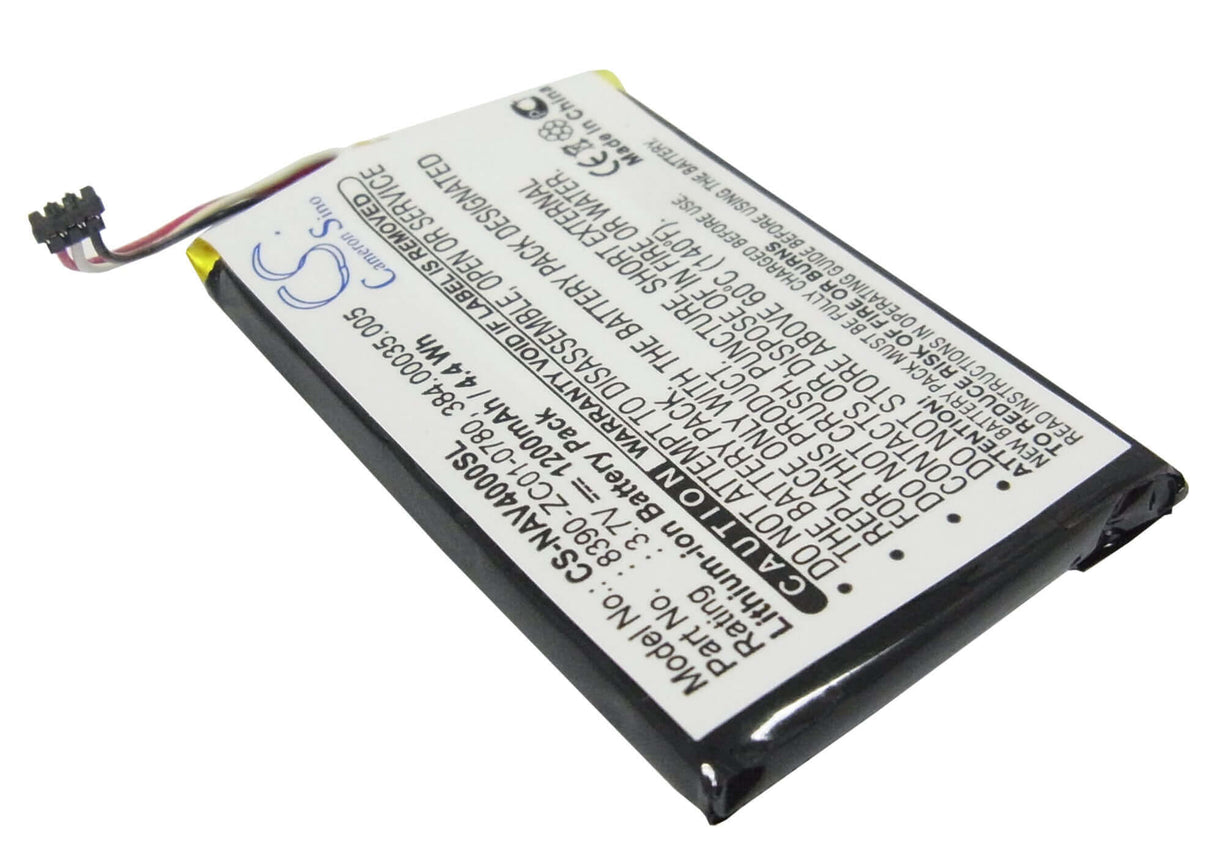 3,7V, Li-Polymer, 1200mAh, batterie GPS compatible Navigon, 384.00035.005, 40 Easy, 40 Plus, 4,44Wh GPS, Navigator Cameron Sino Technology Limited