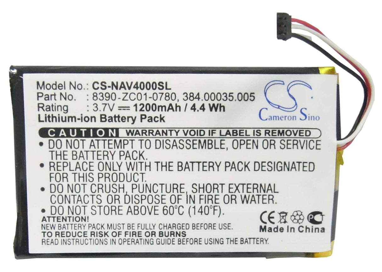 3,7V, Li-Polymer, 1200mAh, batterie GPS compatible Navigon, 384.00035.005, 40 Easy, 40 Plus, 4,44Wh GPS, Navigator Cameron Sino Technology Limited