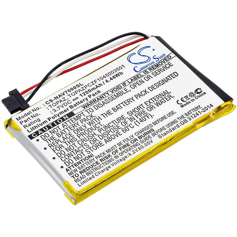 3.7V, Li-Polymer, 1200mAh, GPS battery fits Navigon, Topaz, 70 Easy, 70 Plus, 4.44Wh GPS, Navigator Cameron Sino Technology Limited