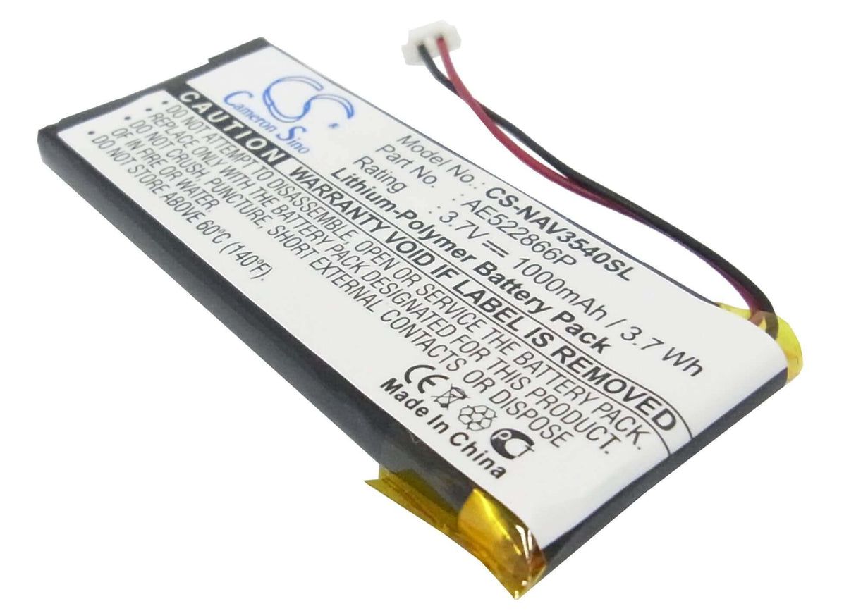 3.7V, Li-Polymer, 1000mAh, batterie GPS compatible avec Navigon, Ae522866p, Skyway Navi-3540, Skyway Navi-3540 Easy, 3.7Wh GPS, Navigator Cameron Sino Technology Limited (Suspendu)