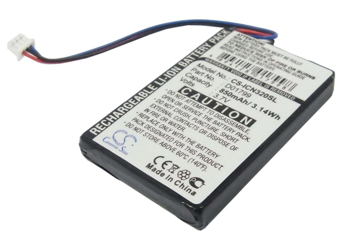 3,7V, Li-ion, 850mAh, batterie GPS compatible avec Navman, Icn320, Icn330, 3,15Wh GPS, Navigator Cameron Sino Technology Limited