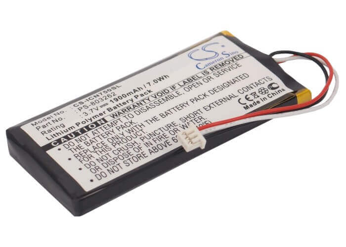 3,7V, Li-Polymère, 1900mAh, batterie GPS compatible avec Navman, Ps-803262, Icn720, Icn750, 7,03Wh GPS, Navigator Cameron Sino Technology Limited