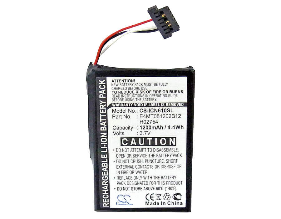 3,7V, Li-ion, 1200mAh, batterie GPS compatible avec Navman, E4mt081202b12, N60i Navpix, 4,44Wh GPS, Navigator Cameron Sino Technology Limited