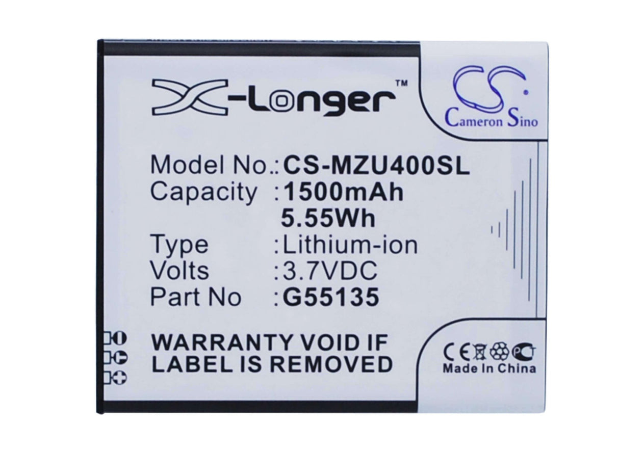 3,7V, Li-ion, 1500mAh, Batterie de smartphone compatible avec Navon, G55135, Mizu M400, 5.55Wh Mobile, Smartphone Cameron Sino Technology Limited (Smartphone)