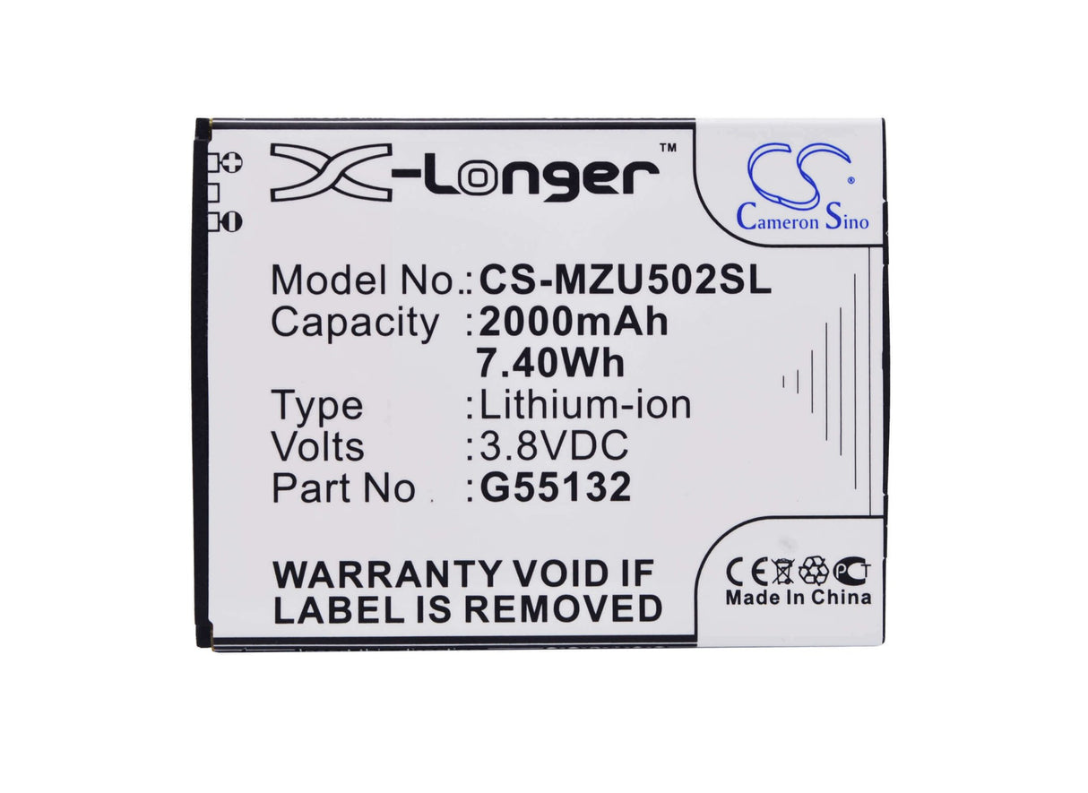 3.8V, Li-Polymer, 2000mAh, SmartPhone battery fits Navon, G55132, Mizu D502, Mizu M502, 7.6Wh Mobile, SmartPhone Cameron Sino Technology Limited (Smartphone)