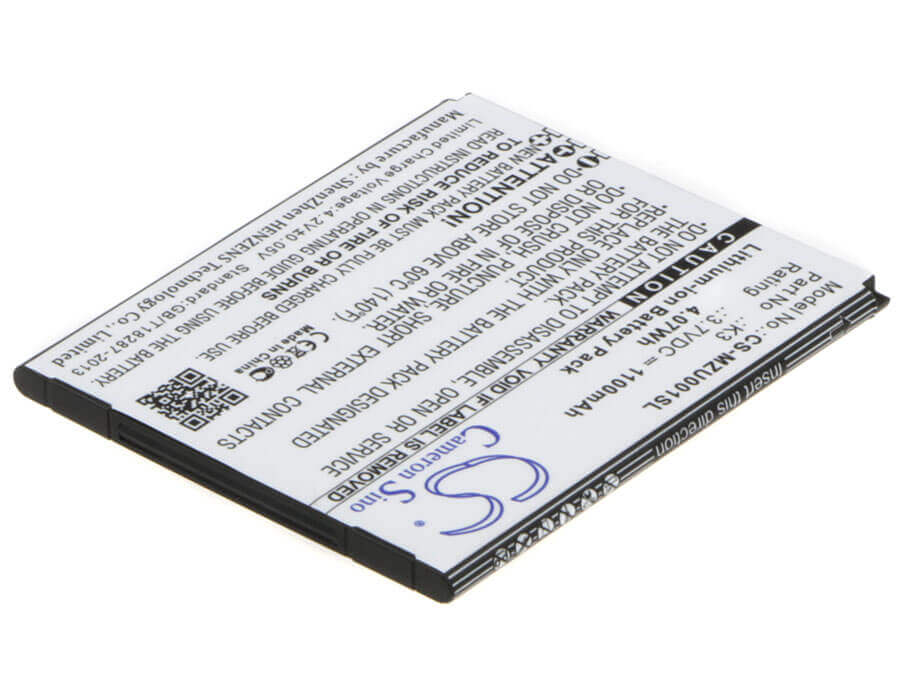 3,7V, Li-ion, 1100mAh, batterie de smartphone compatible avec Navon, K3, Mizu Mzt001, 4,07Wh Mobile, SmartPhone Cameron Sino Technology Limited (Suspendu)
