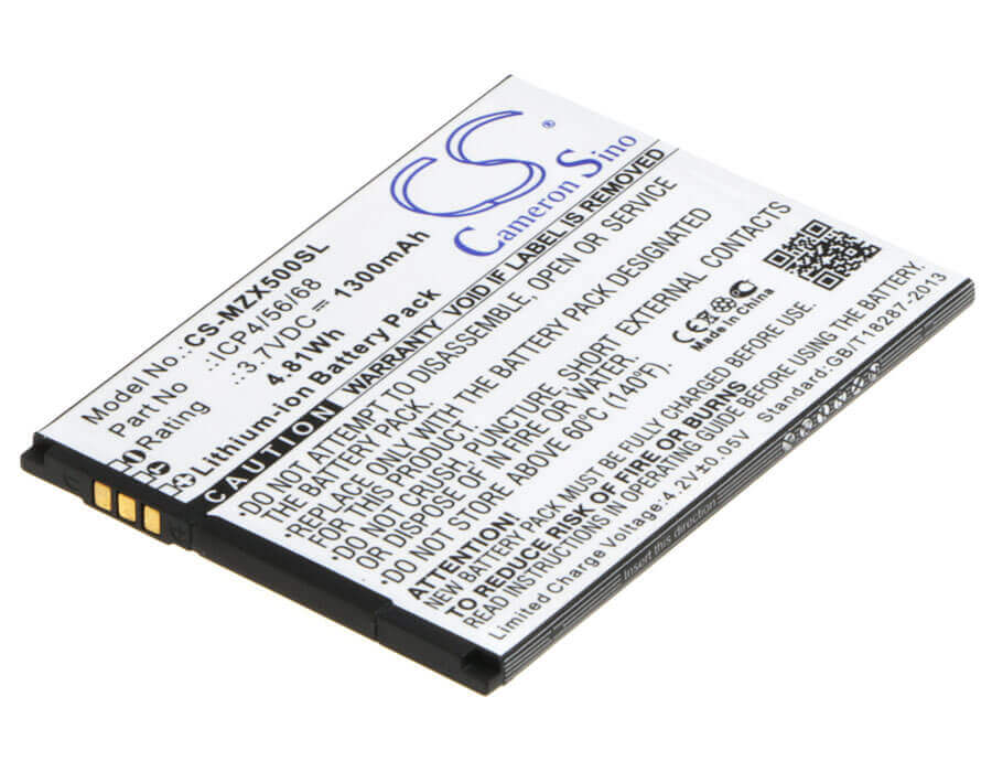 3,7V, Li-ion, 1300mAh, batterie de smartphone compatible avec Navon, Icp4/56/68, Mizu X5, 4,81Wh Mobile, SmartPhone Cameron Sino Technology Limited (Suspendu)