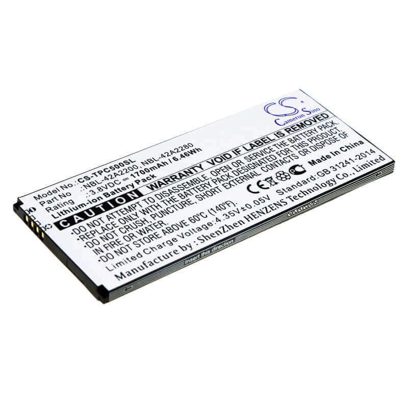 3,8V, Li-ion, 1700mAh, Batterie de smartphone compatible avec Tp-link, Neffos, Nbl-42a2200, C5, C5 Lte Dual Sim, 6,46Wh Mobile, Smartphone Cameron Sino Technology Limited (Smartphone)