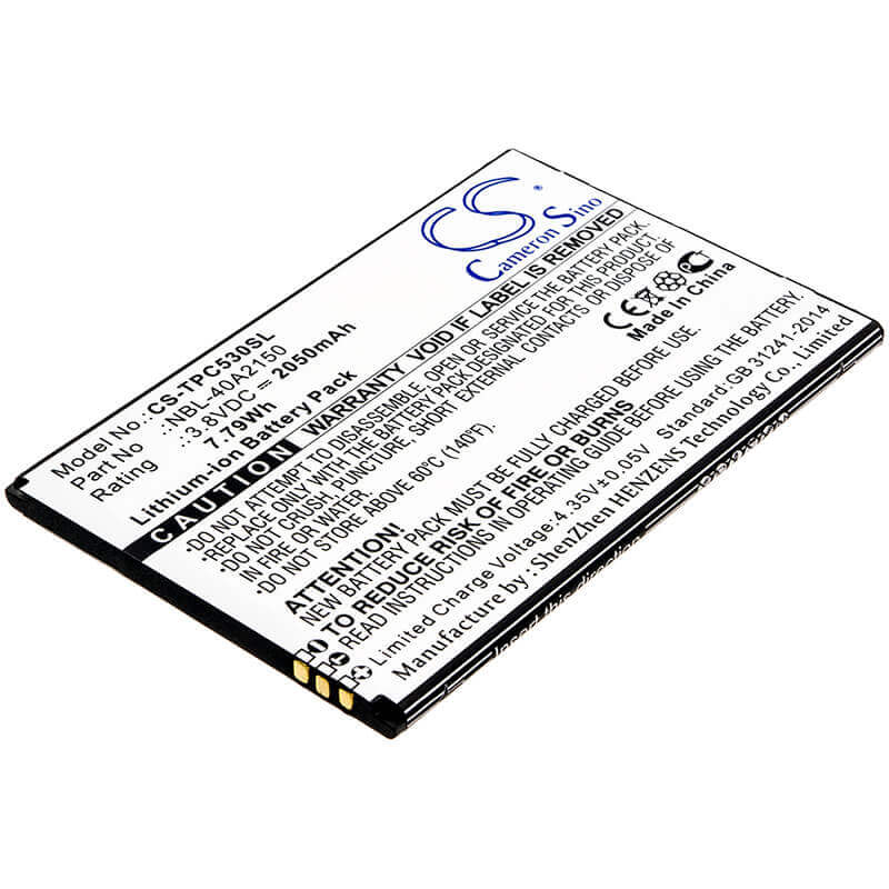 3.8V, Li-ion, 2050mAh, SmartPhone battery fits Neffos, Tp-link, Nbl-40a2150, C5 Plus, Tp7031a, 7.79Wh Mobile, SmartPhone Cameron Sino Technology Limited (Smartphone)