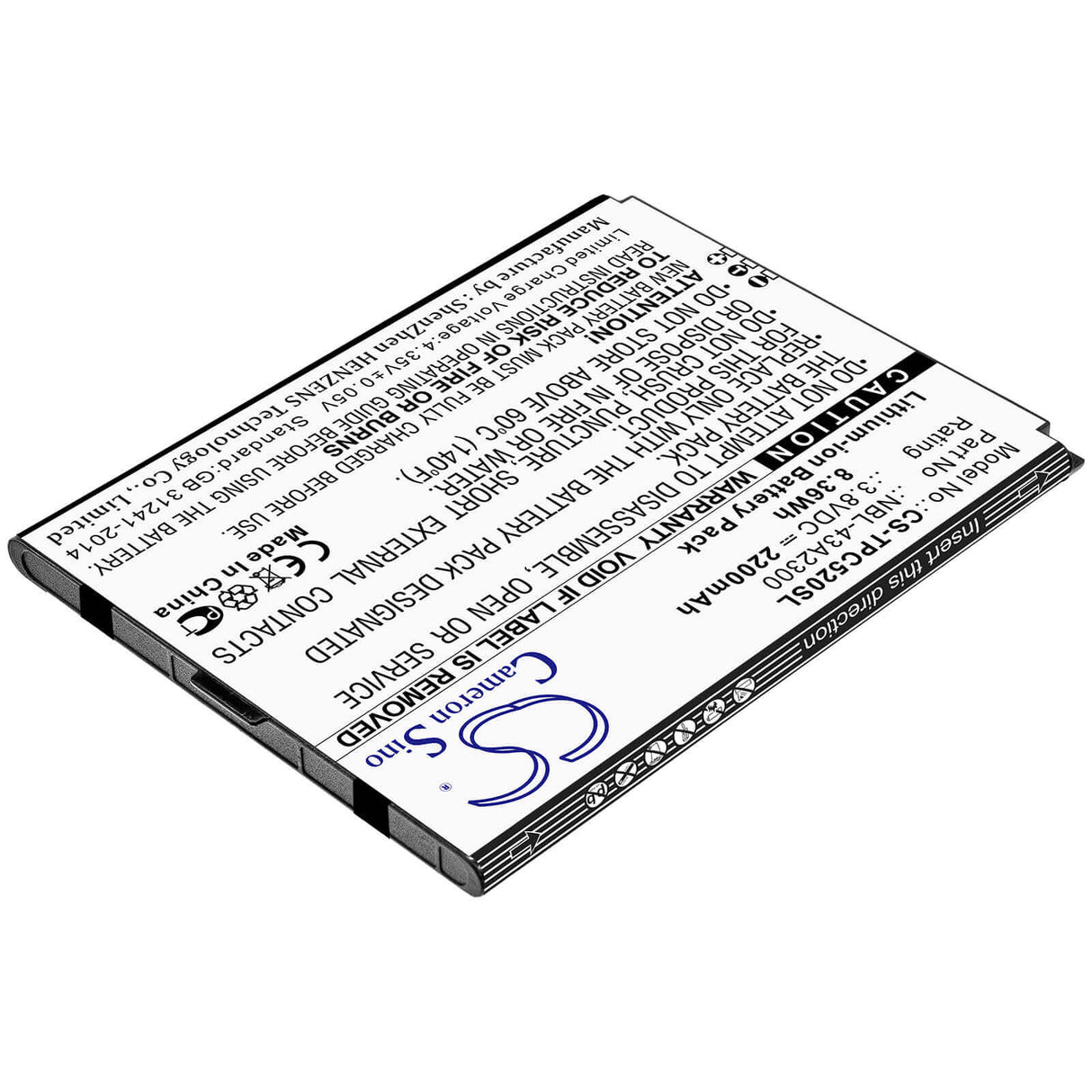 3.8V, Li-ion, 2200mAh, SmartPhone battery fits Tp-link, Neffos, Nbl-43a2300, C5a, C5a Dual Sim, 8.36Wh Mobile, SmartPhone Cameron Sino Technology Limited (Smartphone)