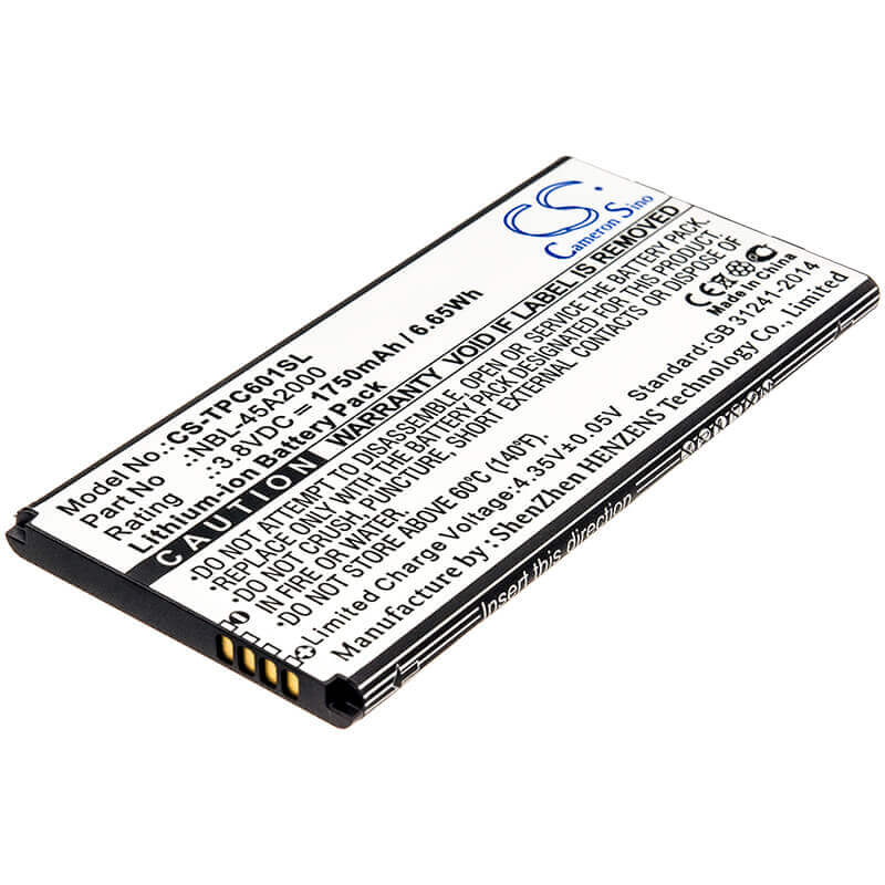 3.8V, Li-ion, 1750mAh, SmartPhone battery fits Neffos, Tp-link, Nbl-45a2000, C5l, C5l Dual Sim, 6.65Wh Mobile, SmartPhone Cameron Sino Technology Limited (Smartphone)