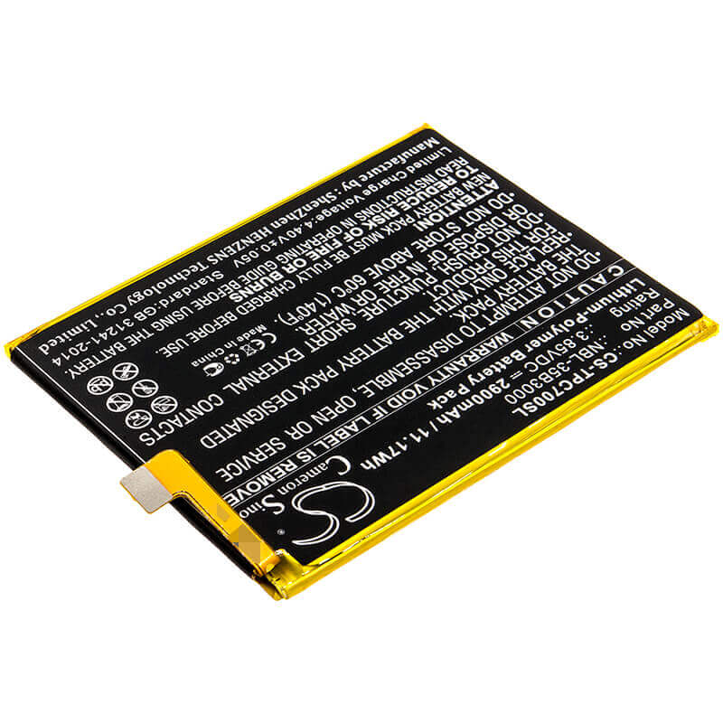 3,85V, Li-Polymer, 2900mAh, batterie de smartphone compatible Tp-link, Neffos, Nbl-35b3000, C7 Dual Sim, C7 Dual Sim Lte Am, 11,17Wh Mobile, Smartphone Cameron Sino Technology Limited (Smartphone)
