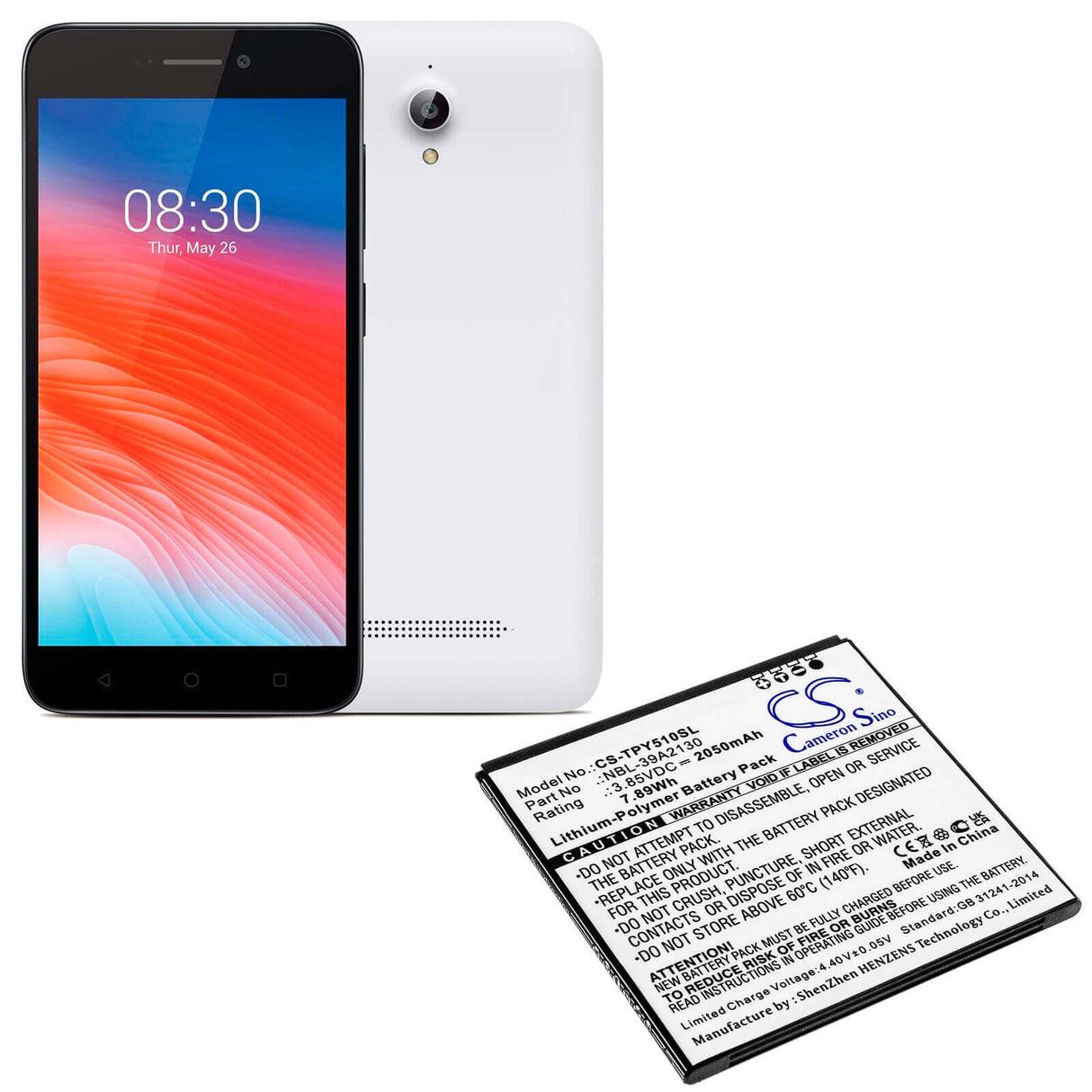 3,85V, Li-Polymer, 2050mAh, batterie de smartphone compatible avec Tp-link, Neffos, Nbl-39a2130, Tp802a, Tp802a-3, 7,89Wh Mobile, Smartphone Cameron Sino Technology Limited (Smartphone)