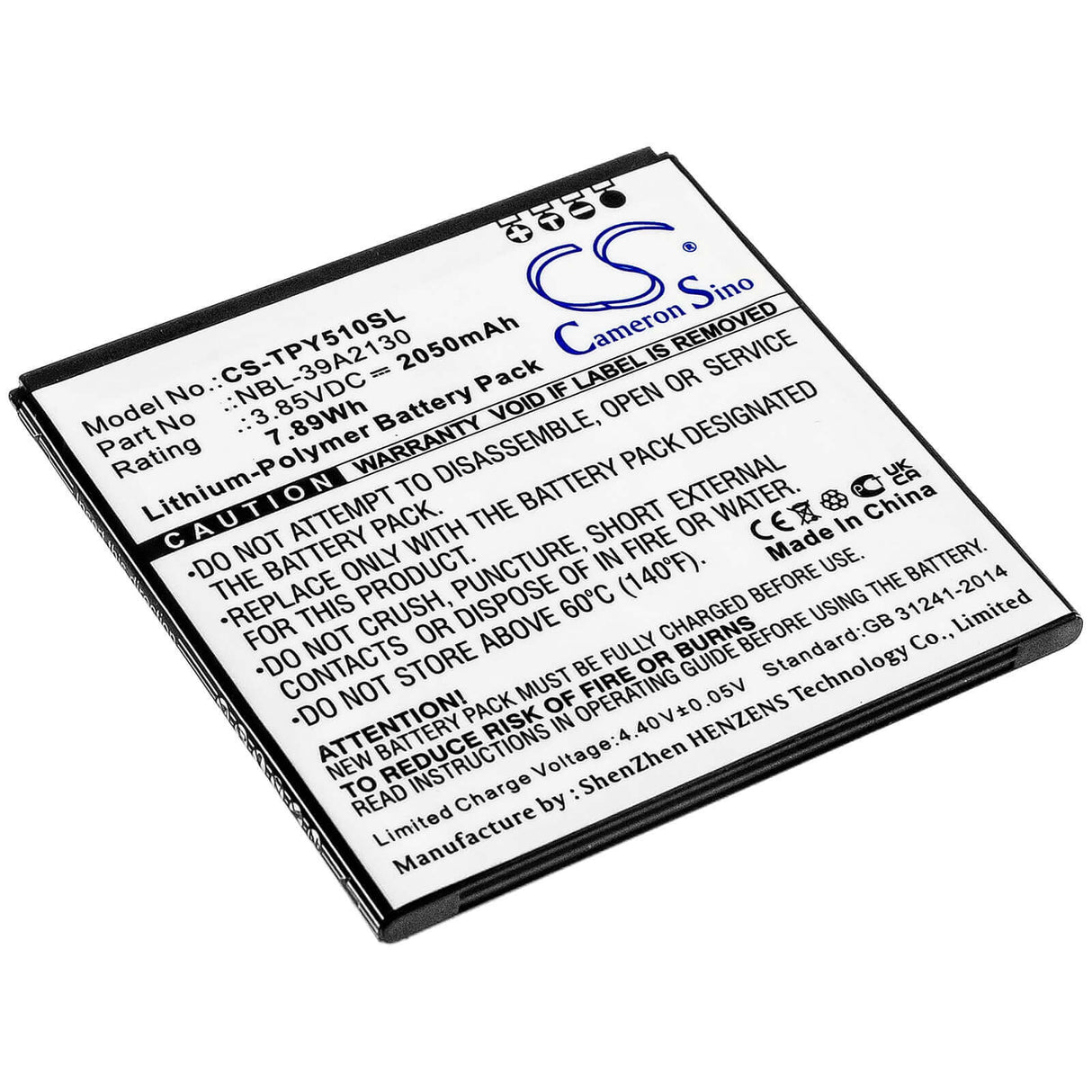 3,85V, Li-Polymer, 2050mAh, batterie de smartphone compatible avec Tp-link, Neffos, Nbl-39a2130, Tp802a, Tp802a-3, 7,89Wh Mobile, Smartphone Cameron Sino Technology Limited (Smartphone)