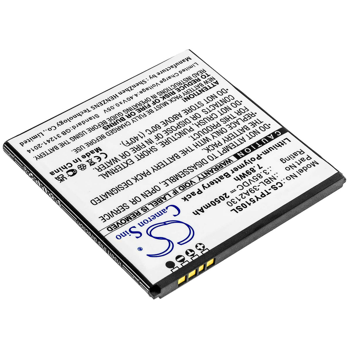 3,85V, Li-Polymer, 2050mAh, batterie de smartphone compatible avec Tp-link, Neffos, Nbl-39a2130, Tp802a, Tp802a-3, 7,89Wh Mobile, Smartphone Cameron Sino Technology Limited (Smartphone)