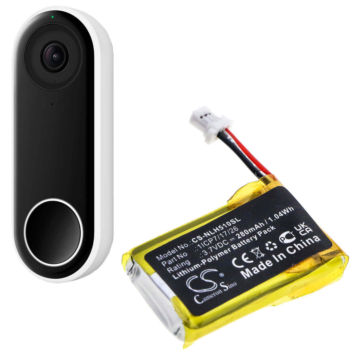 Home Security Camera battery For Nest, C1241290, Hello, Nc5100us 3.7v, 280mah - 1.04wh Home Security Camera Cameron Sino Technology Limited