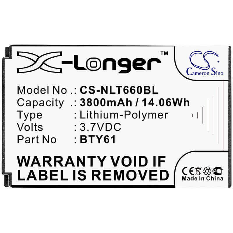 Batterie pour Newland, Mt60, Mt60e, Mt60h 3.7v, 3800mah - 14.06wh Batteries pour l'électronique Cameron Sino Technology Limited (Suspendu)