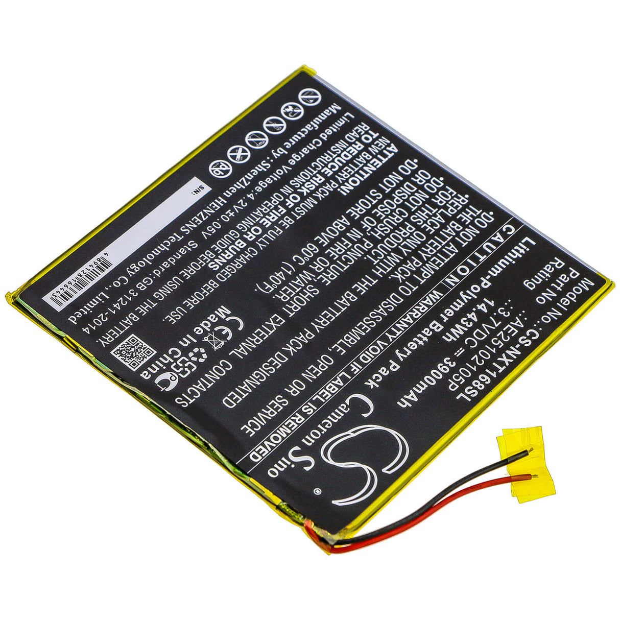 3.7V, Li-Polymer, 3900mAh, Tablet battery fits Nextbook, Ae25102105p, Ares 8a, Nx16a8116kpk, 14.43Wh Tablet Cameron Sino Technology Limited