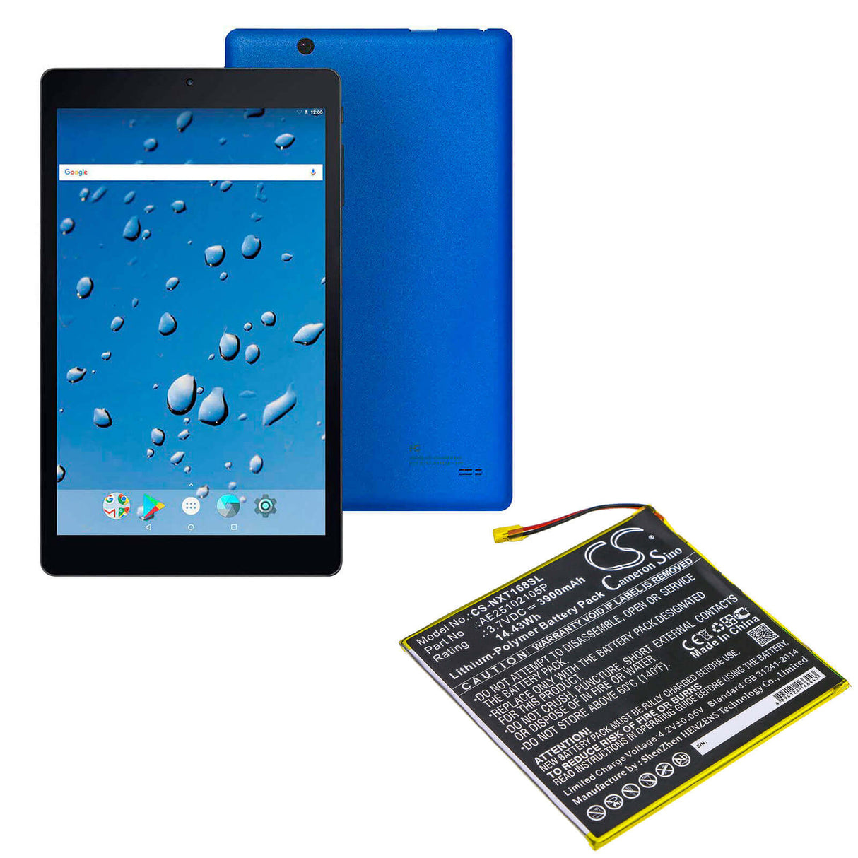 3.7V, Li-Polymer, 3900mAh, Tablet battery fits Nextbook, Ae25102105p, Ares 8a, Nx16a8116kpk, 14.43Wh Tablet Cameron Sino Technology Limited