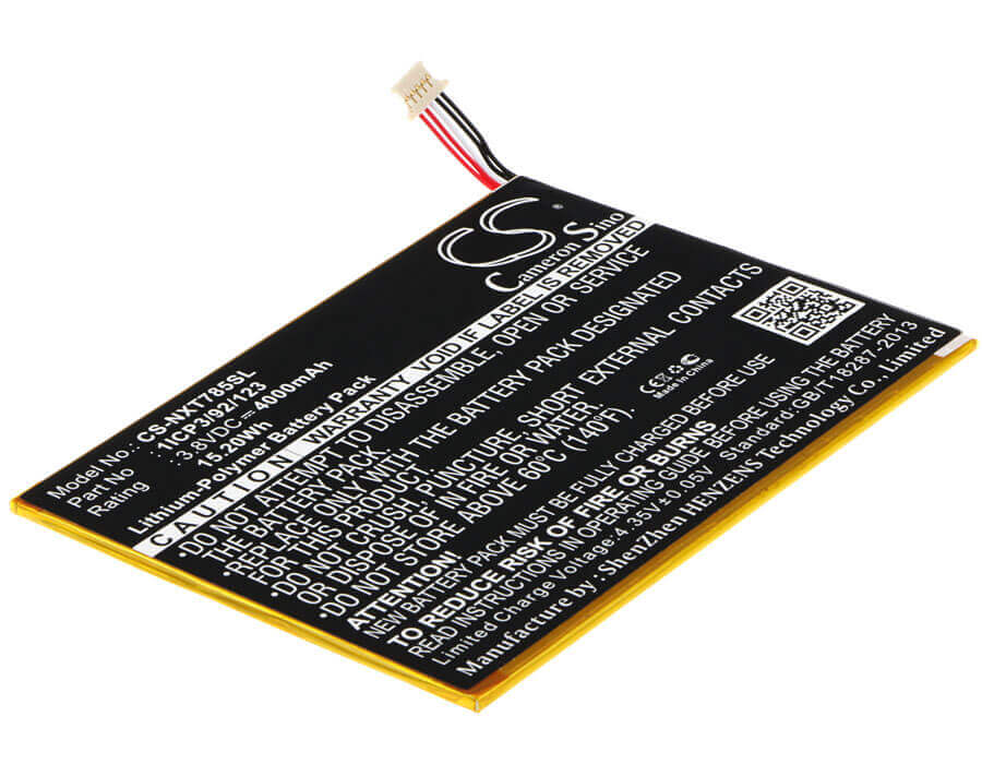 3.8V, Li-Polymer, 4000mAh, Tablet battery fits Nextbook, 1icp3/92/123, Nx785qc16g, Nx785qc8g, 15.20Wh Tablet Cameron Sino Technology Limited