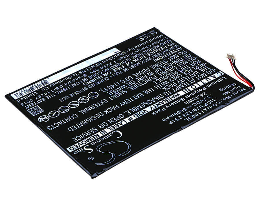 3.7V, Li-Polymer, 6600mAh, Tablet battery fits Nextbook, 1icp3/79/123 2s1p, Nextbook 10", Nxw10qc32g, 24.42Wh Tablet Cameron Sino Technology Limited